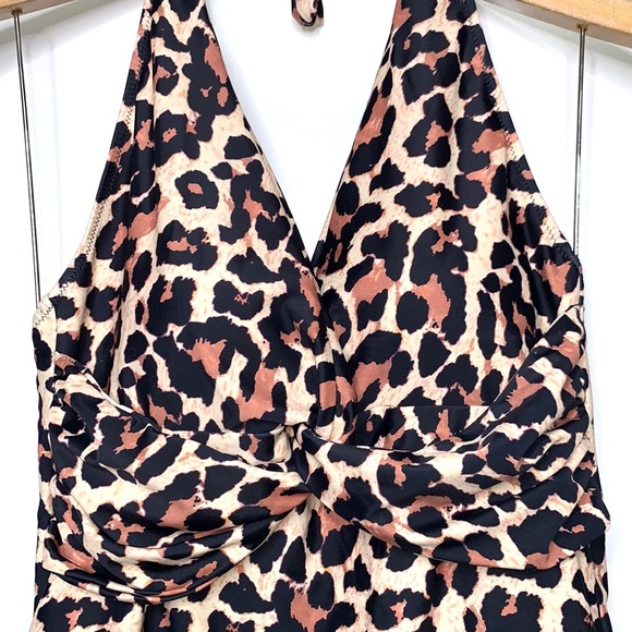 NEW RXRXCOCO Cheetah Animal Print One Piece Halter Tie Bikini Swimsuit Large - Picture 3 of 8
